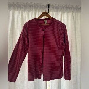 LL Bean Pink Striped Cardigan